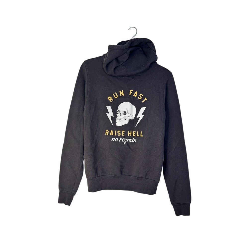 Sarah Marie Running Co Hoodie XS Black Run Fast Raise Hell Skull